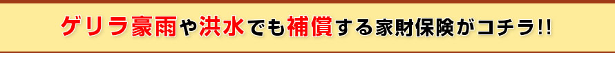 ゲリラ豪雨や洪水でも補償する家財保険がコチラ!!